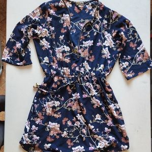 J Is For Justify Cinched Waist with tie lined floral Dress with Zippered front